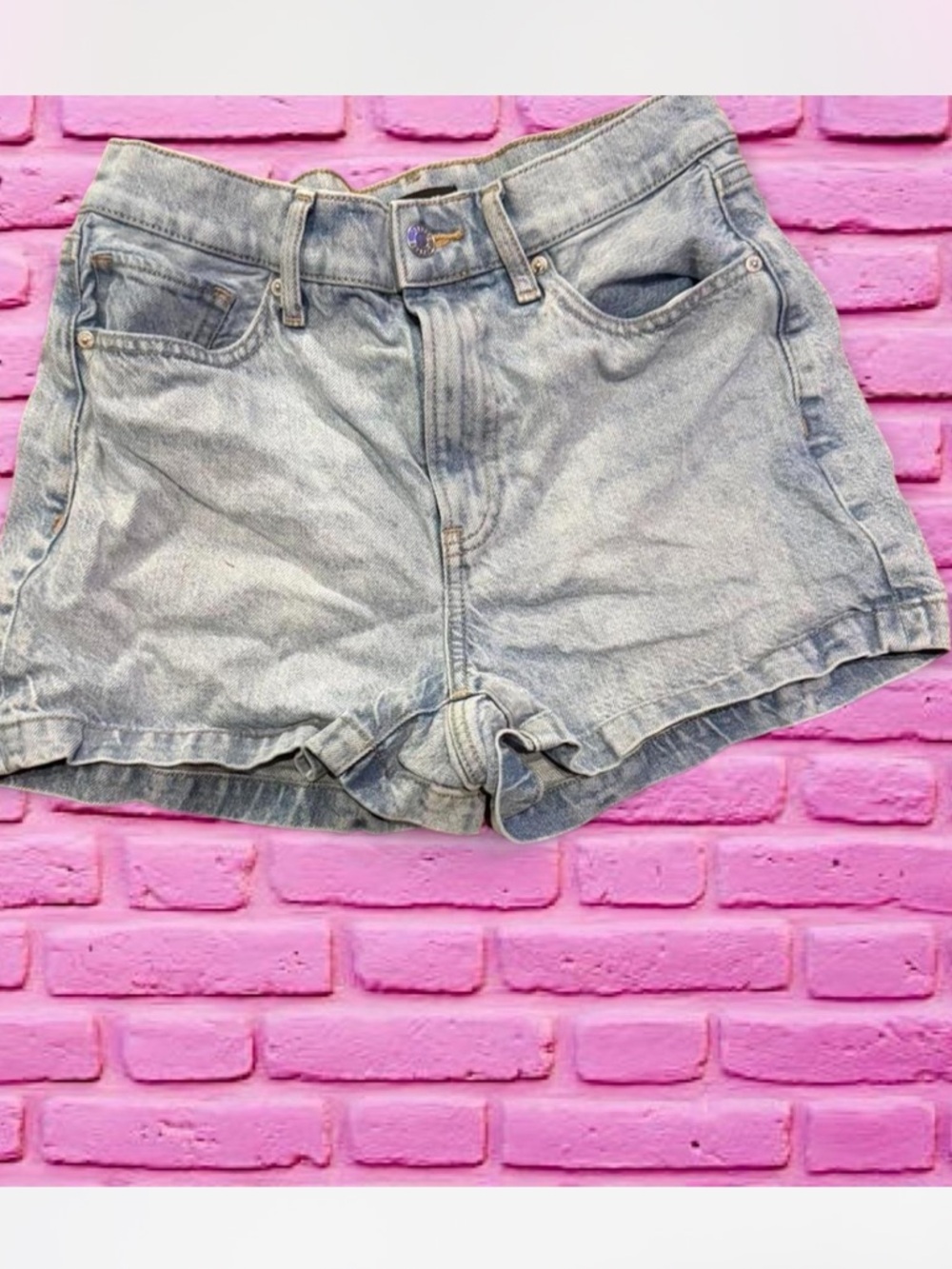 Express Light Blue High-Rise Denim Shorts